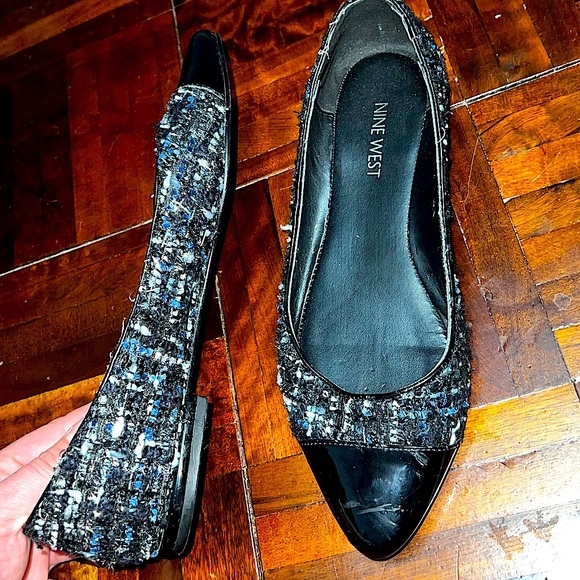 LAST CALL 3/$10 Nine West Sabineo Flats Black & Blue Size 7 FINAL PRICE - Picture 4 of 10